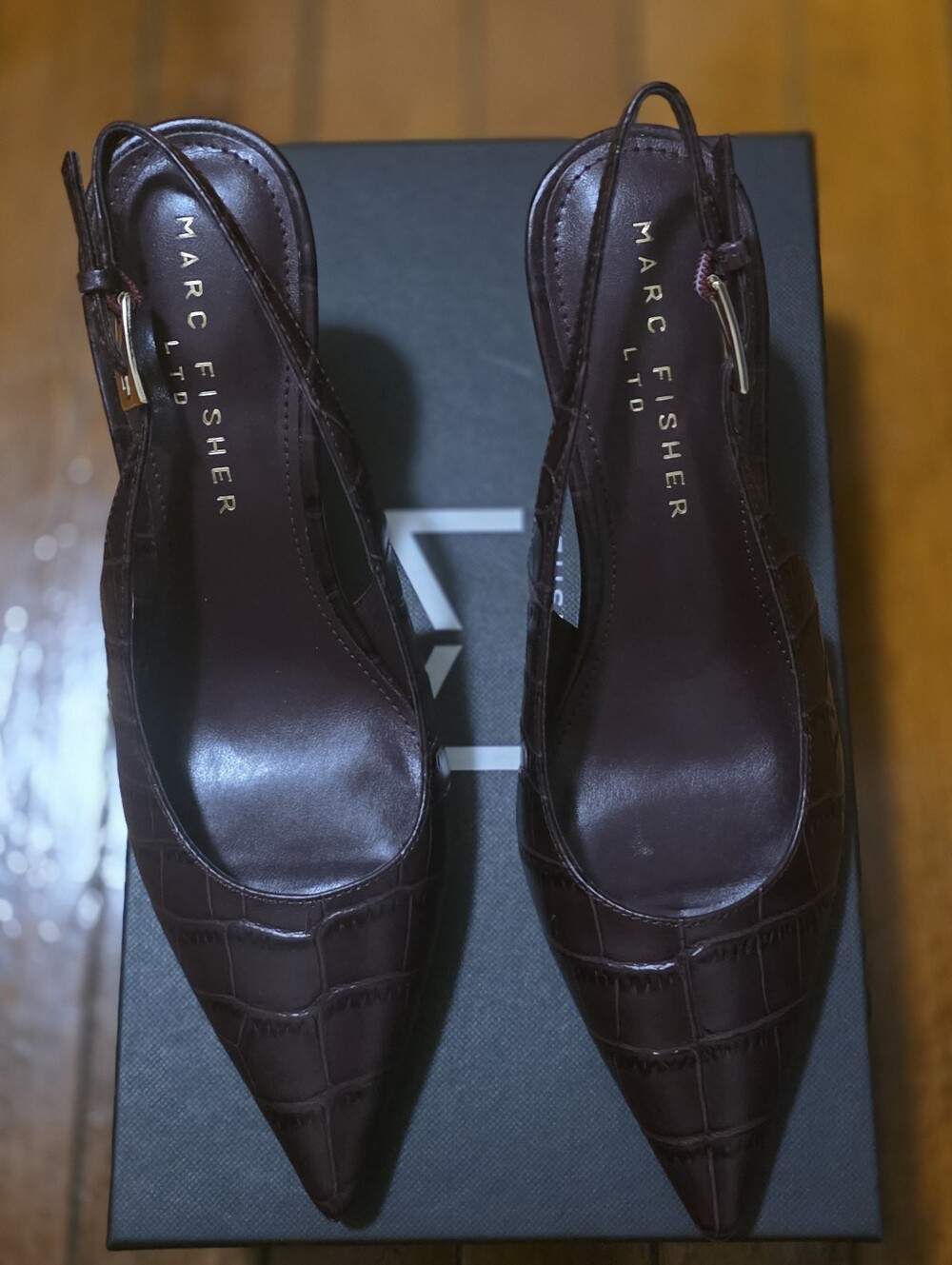 Marc Fisher LTD  Women's Pointed Slingback Heels in Dark Brown